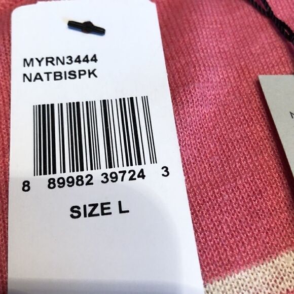 NYDJ Serra striped linen blend sweater in pink Size L - Picture 7 of 13